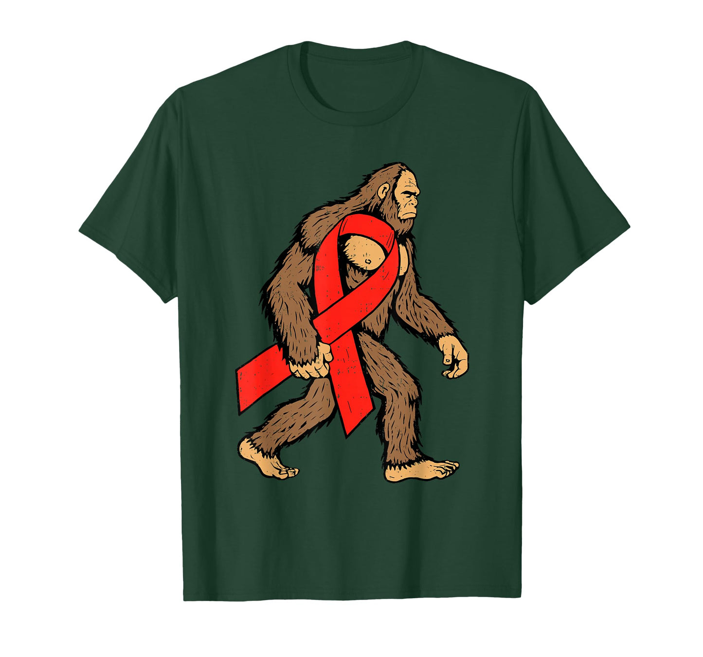 Blood Cancer Awareness Bigfoot Ribbon Red Support Men Boy T-Shirt