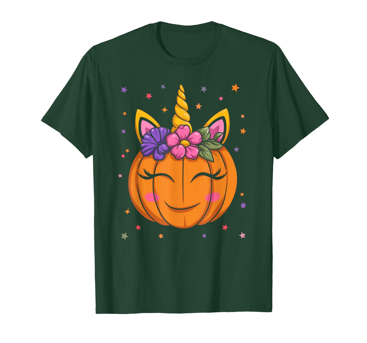 Cute Unicorn Pumpkin Girls Kids Funny Halloween Costume T-Shirt