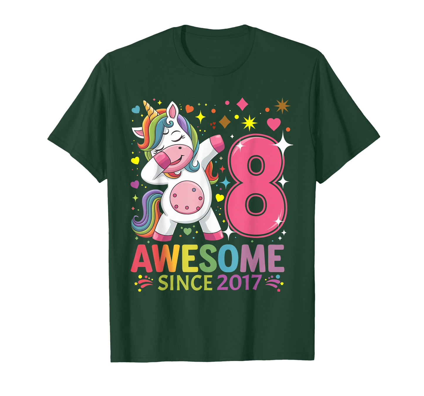 8 Years Old Unicorn Dabbing 8th Birthday Unicorn Party Girls T-Shirt