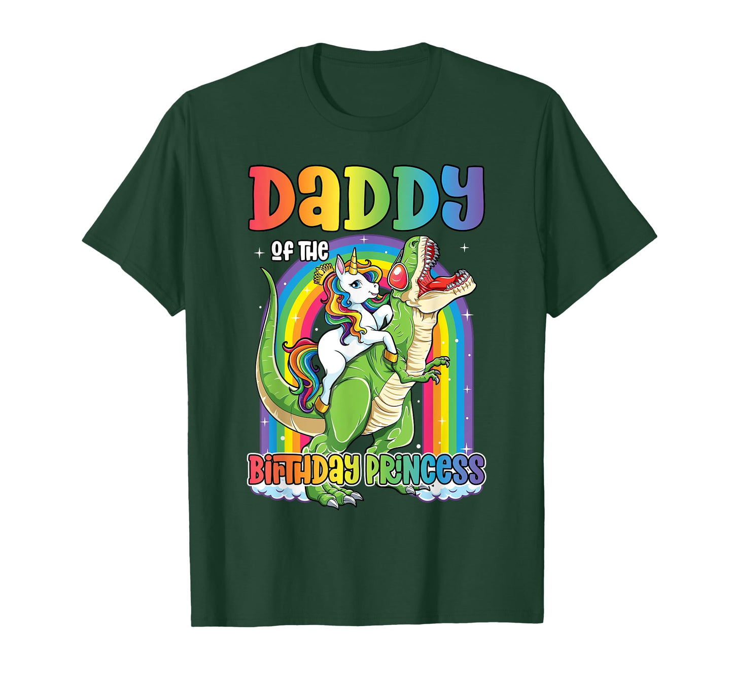 Daddy of the Birthday Princess Bday T Rex Dad Unicorn Girl T-Shirt