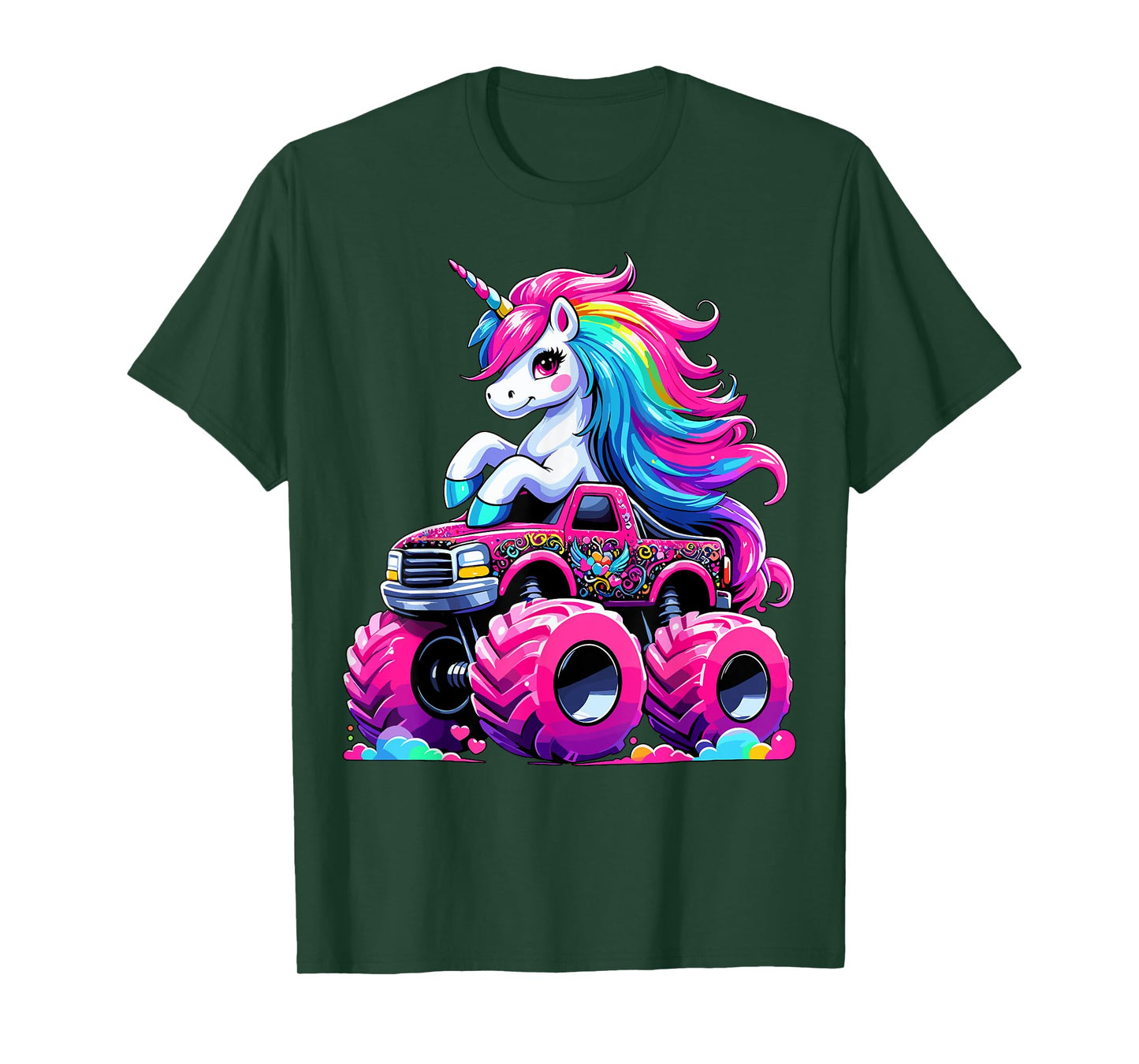 Cute Unicorn Riding Monster Truck T-Shirt