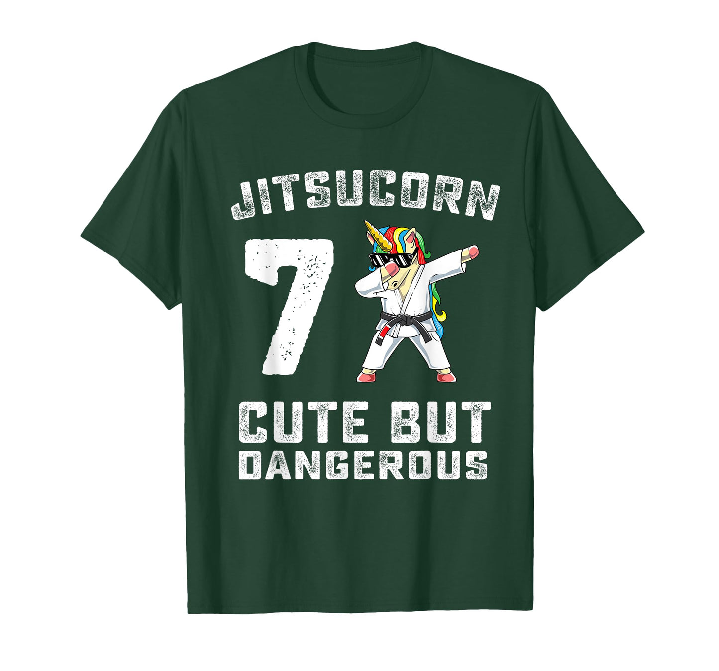 7 Year Old Jiu Jitsu Birthday Gift BJJ Dabbing Unicorn Girl T-Shirt