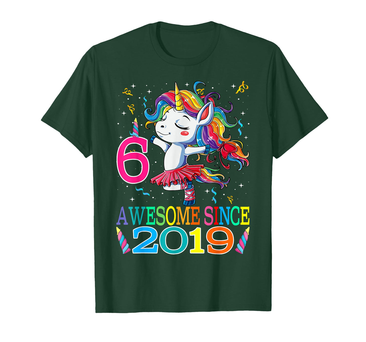 Dancing Unicorn 6 Year Old 6th Birthday Girl Unicorn Party T-Shirt