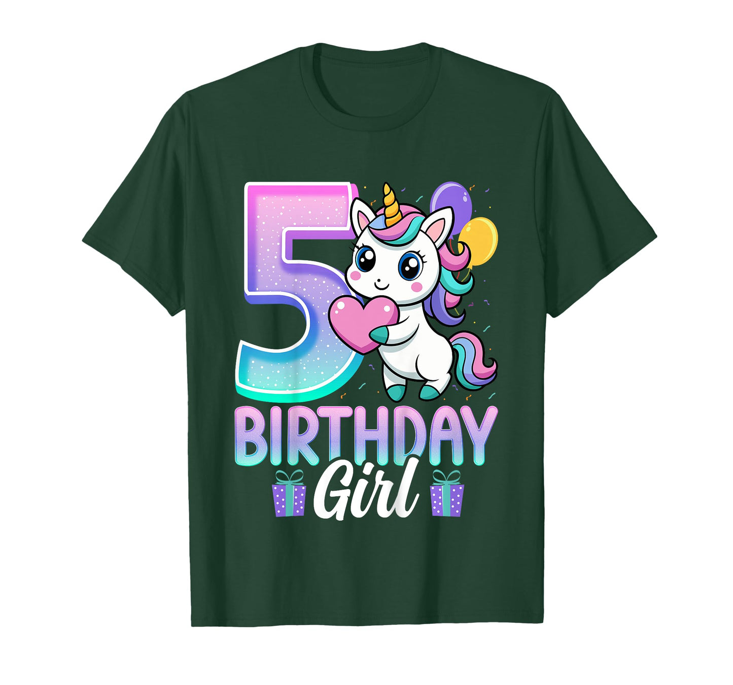 Birthday Girl Unicorn 5 Years Old 5th Birthday Party Unicorn T-Shirt