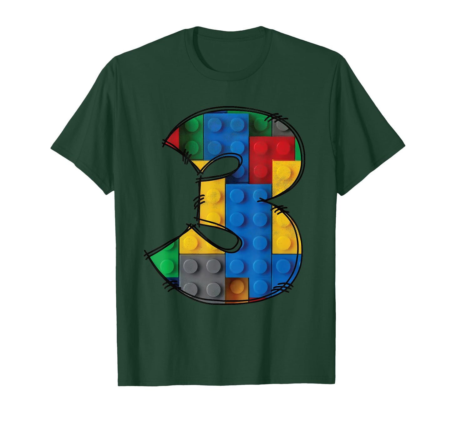 3 Years Old Blocks Building 3rd Birthday Kid Master Builder T-Shirt