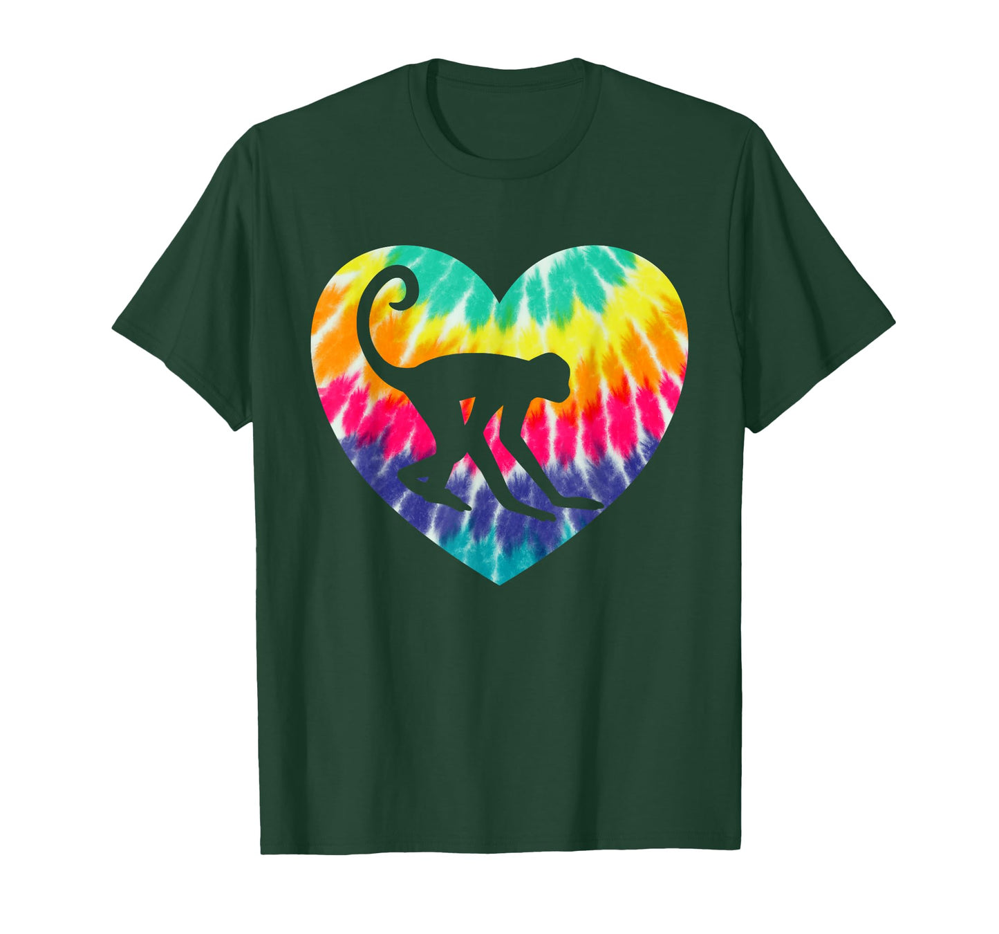 Spider Monkey Heart With Tie dye Print For Monkey Lover T-Shirt