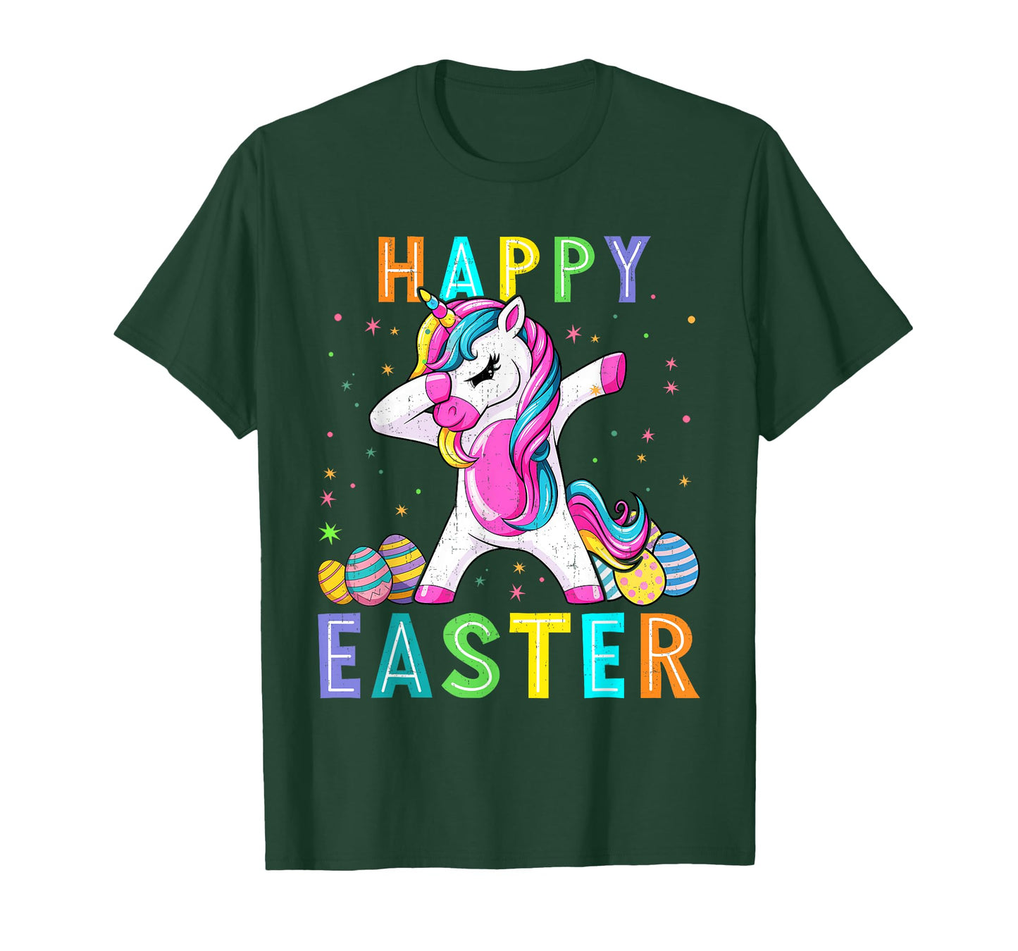 Happy Easter Unicorn Dabbing Easter Eggs Toddler Kids Girls T-Shirt