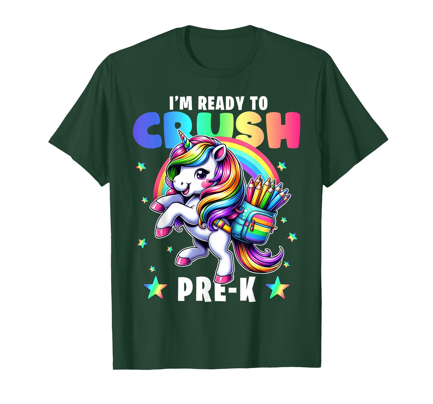 Crush Pre-K Girls Back to School Unicorn First Day Preschool T-Shirt