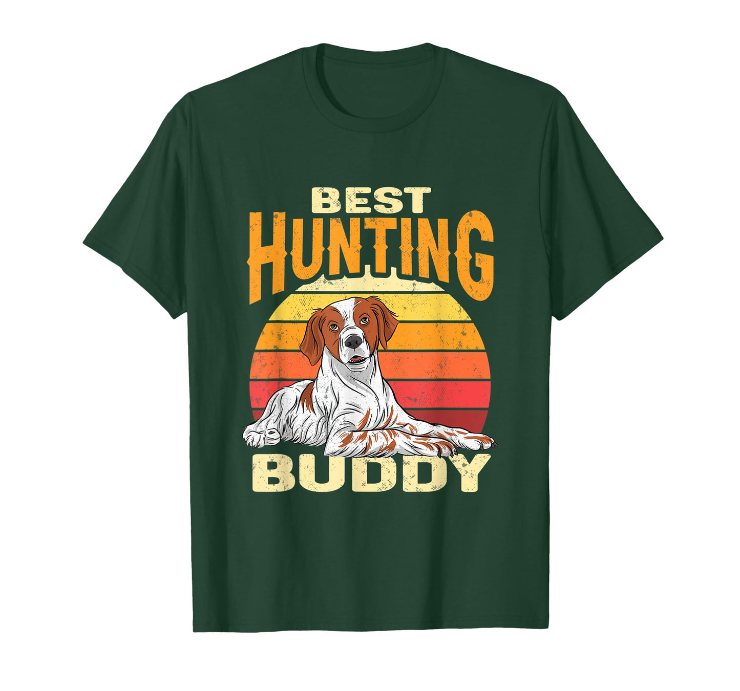 Brittany Spaniel Retro Best Hunting Buddy Brittany Dog T-Shirt for Men Women
