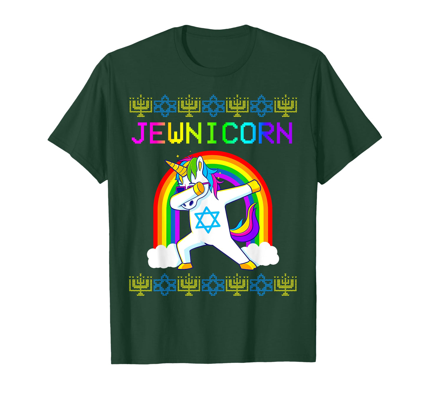 Jewnicorn Ugly Hanukkah Sweater Dabbing Unicorn Chanukah T-Shirt
