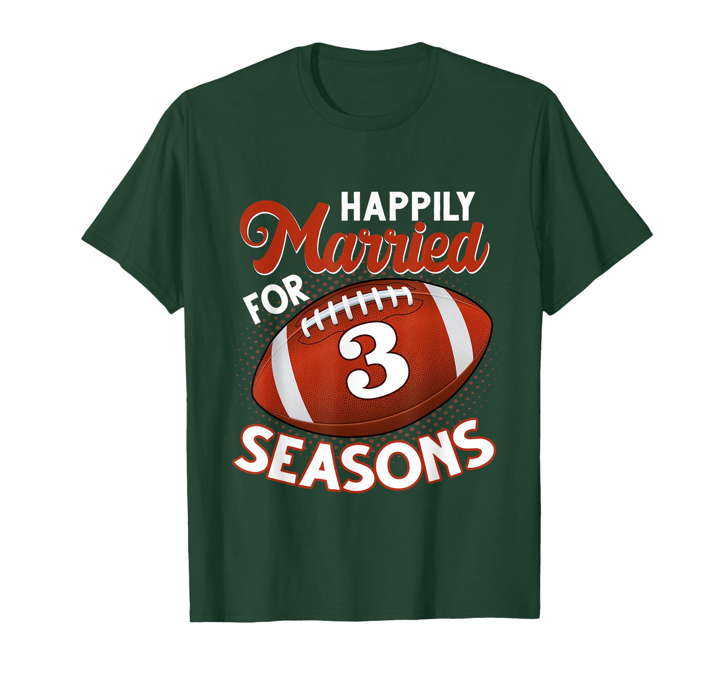 3 Years Marriage 3rd anniversary Gift for Football Couple T-Shirt