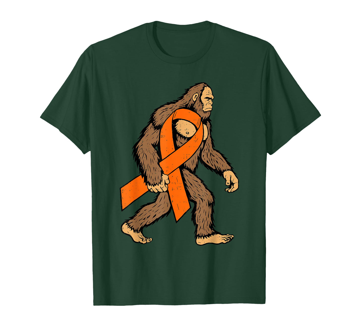 Leukemia Awareness Bigfoot Ribbon Orange Support Men Boy Kid T-Shirt