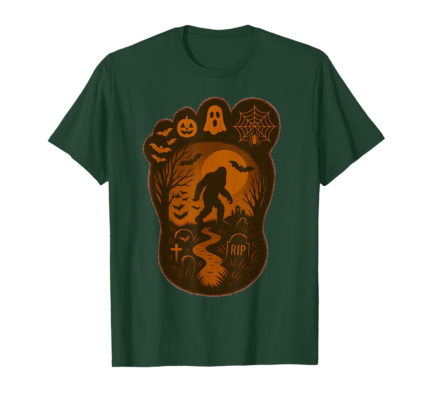 Bigfoot Foot Print Halloween Spooky Sasquatch Men's Women's T-Shirt