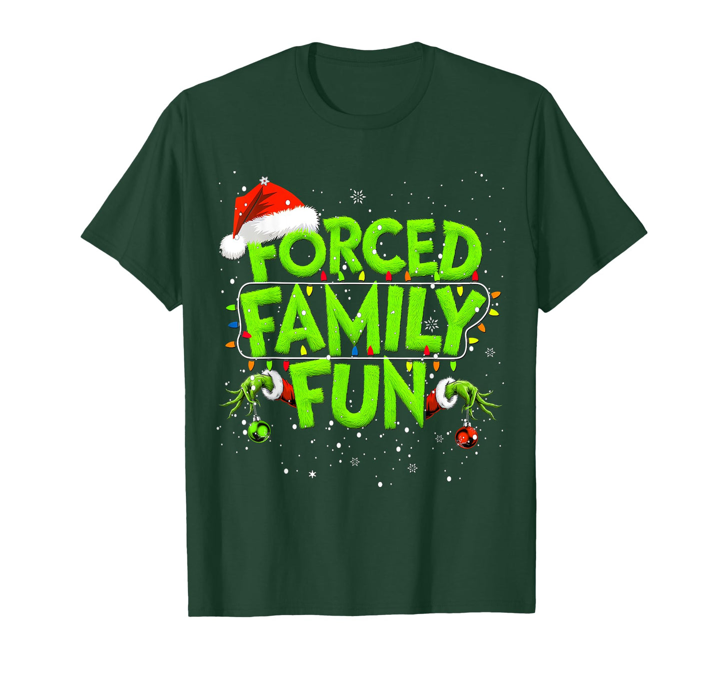Forced Family Fun Christmas Shirts Matching Family Pajama T-Shirt
