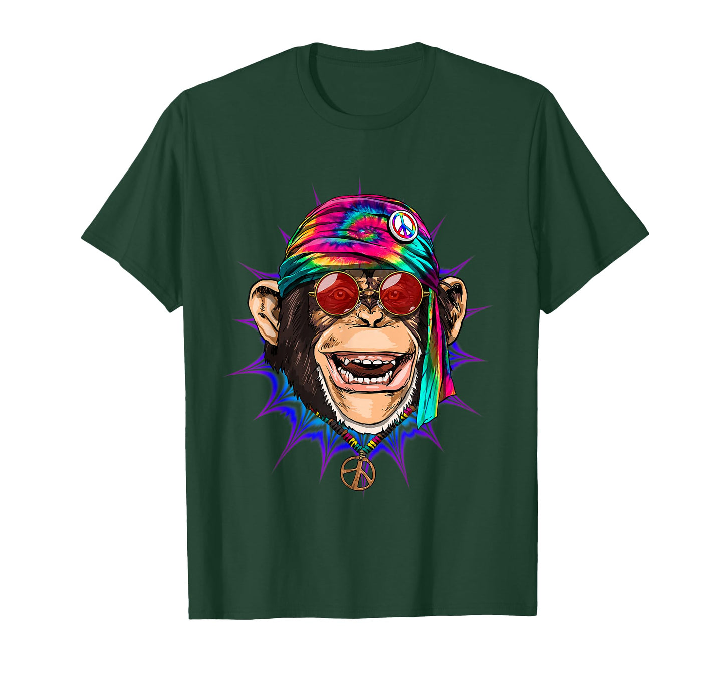 Tie Dye Hippie Monkey Hippiness Peace Love Monkey T-Shirt
