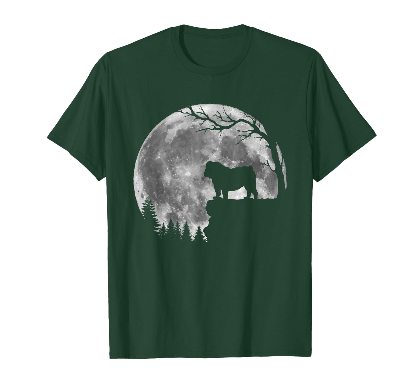 English Bulldog Moon Silhouette Funny Lazy Halloween Costume T-Shirt