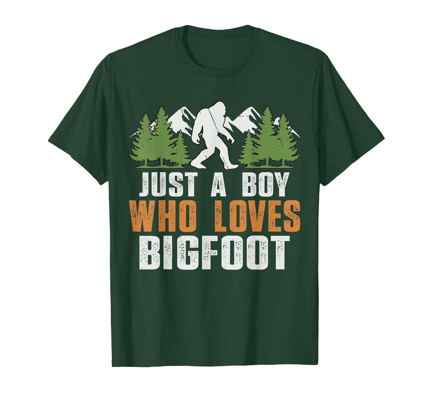 Vintage Funny Graphic Just a Boy Who Loves Bigfoot Men Kids T-Shirt
