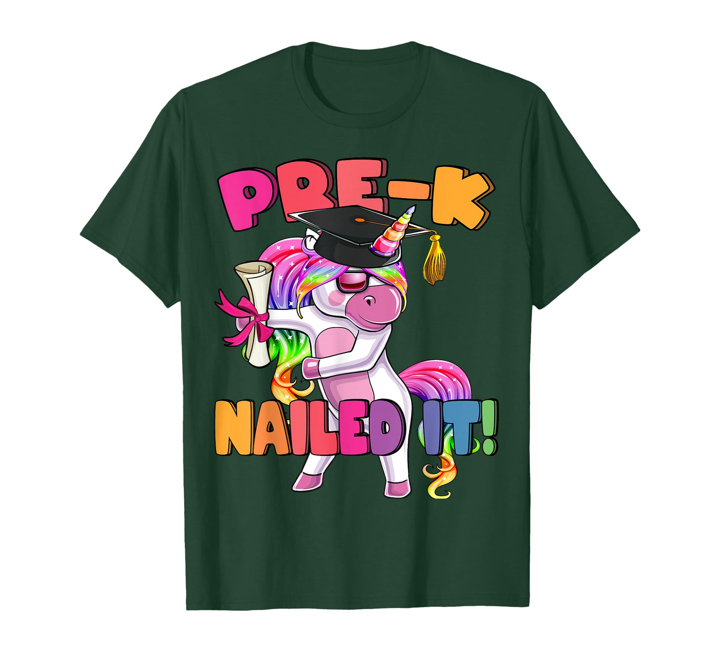 Pre-K Nailed It Flossing Unicorn Graduation Shirt Gift Girls T-Shirt
