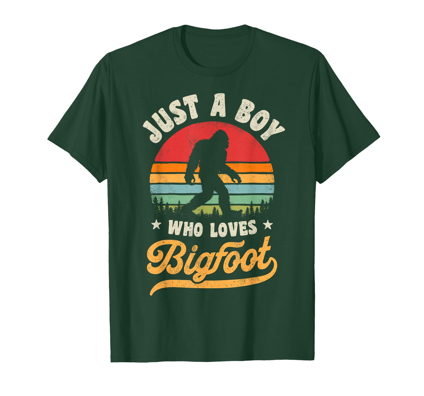 Bigfoot Just A Boy Who Loves Sasquatch Funny Retro Vintage T-Shirt
