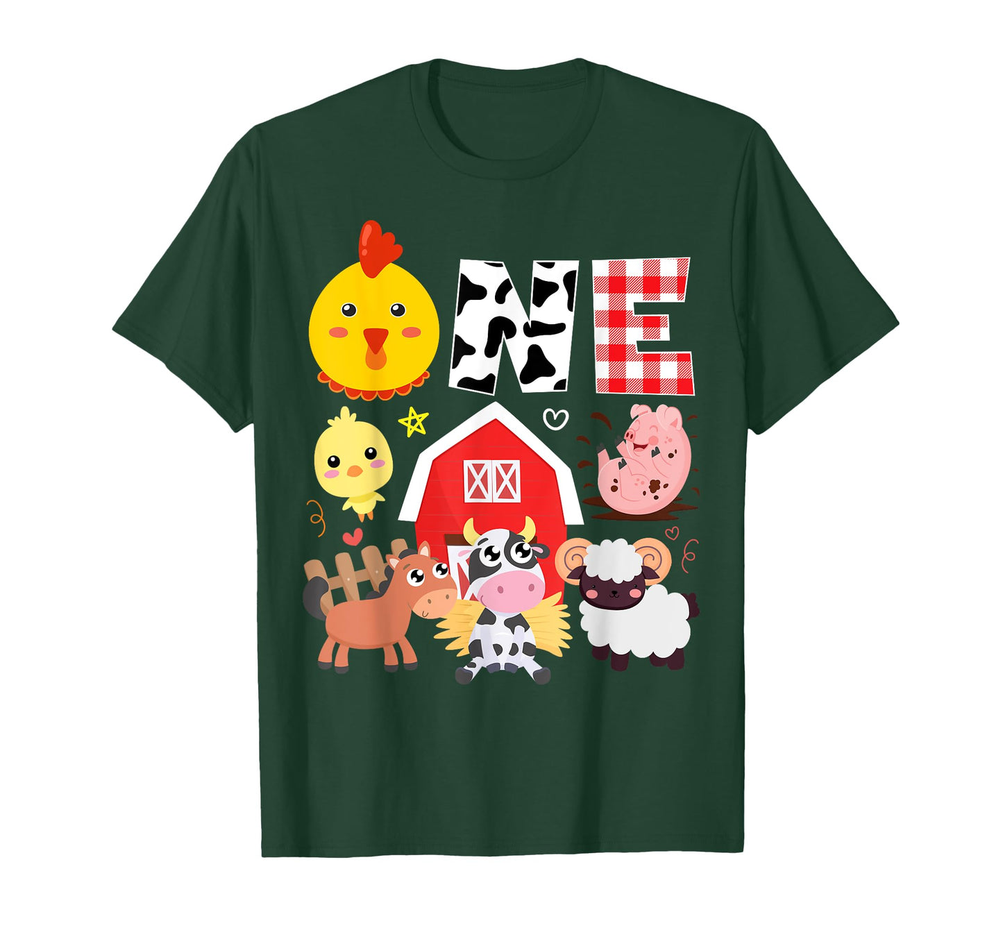 1st Birthday One Year Old Farm Theme Animals Birthday Party T-Shirt