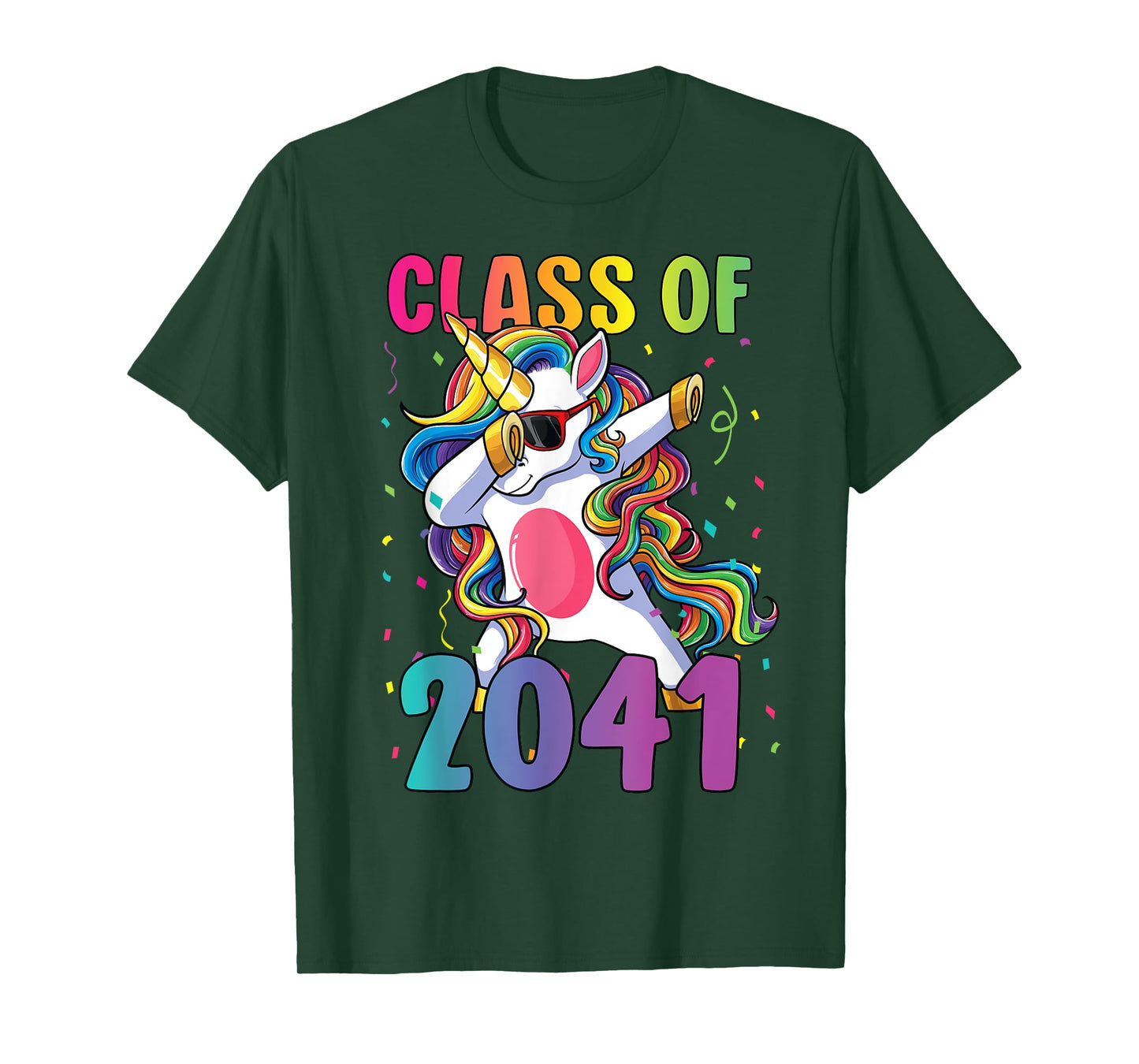 Class of 2041 Shirt Girls Dabbing Unicorn Grow With Me T-Shirt
