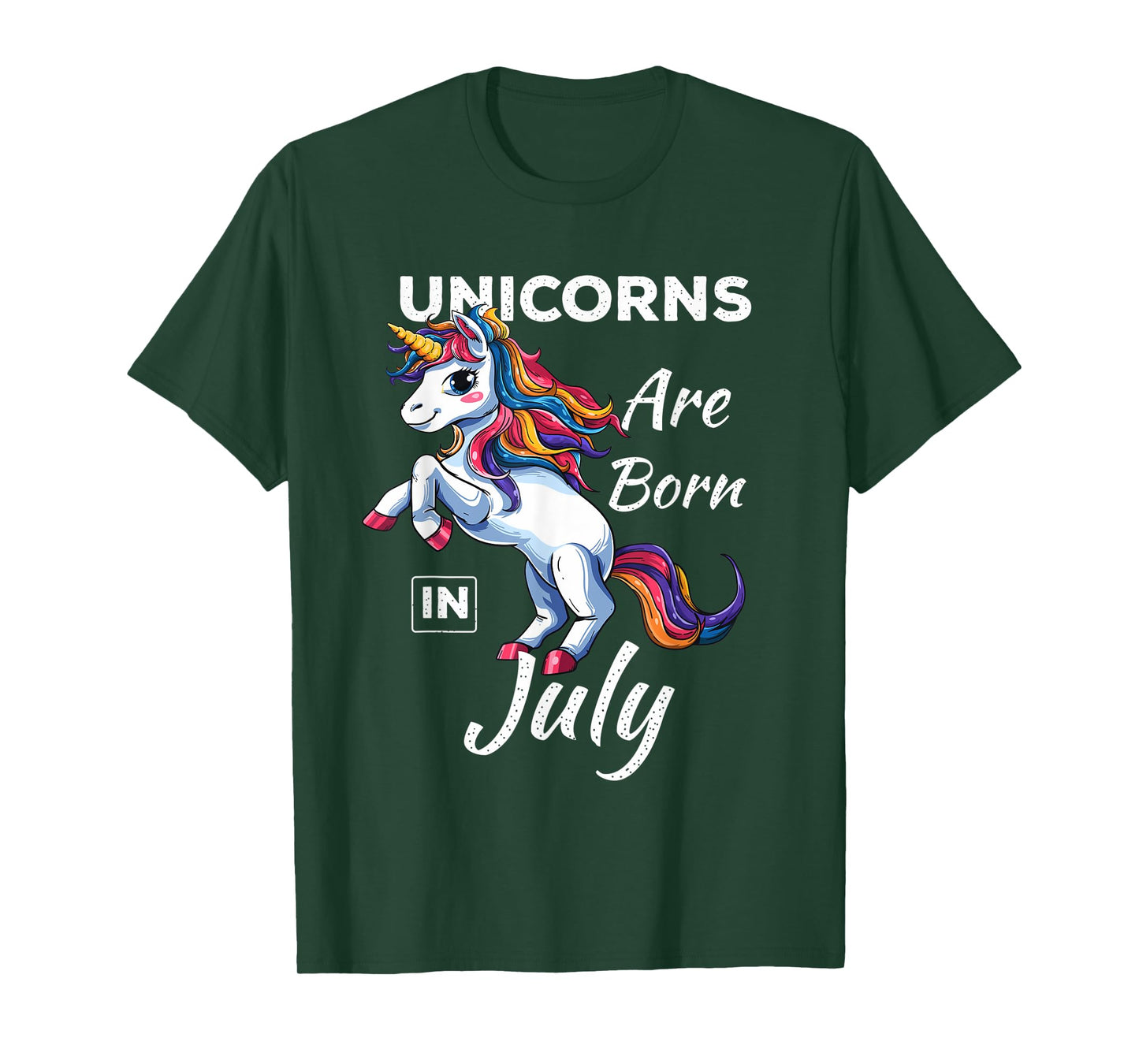 Unicorns Are Born In July Fantasy Birthday Funny Birth Month T-Shirt