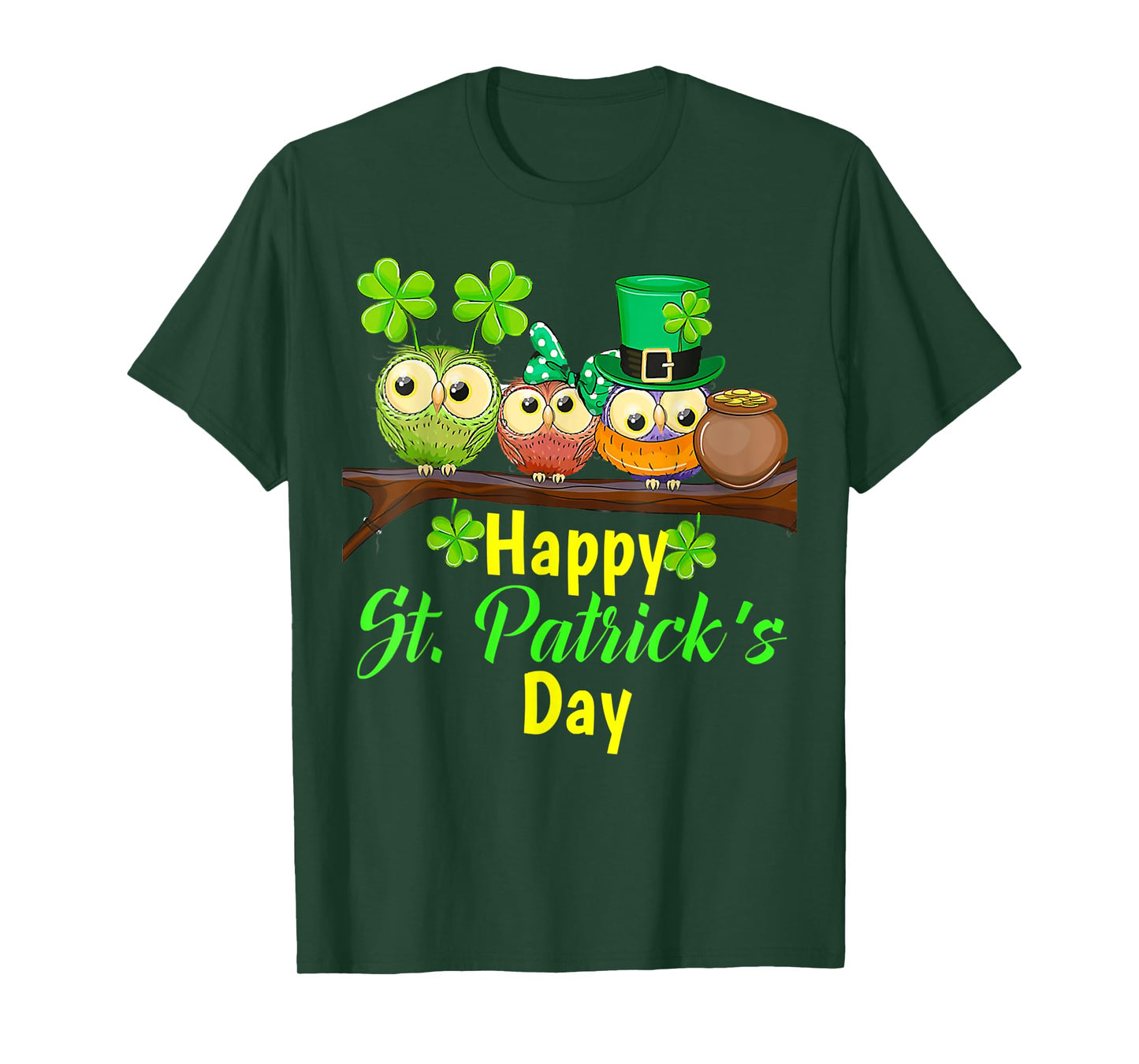 Owl Leprechaun, Happy St Patrick's Day, Matching Family Tee T-Shirt
