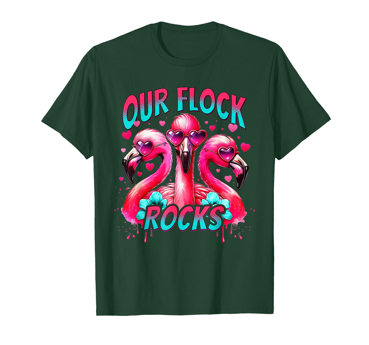 Our Flock Rocks Flamingo Matching Family Vacation T-Shirt