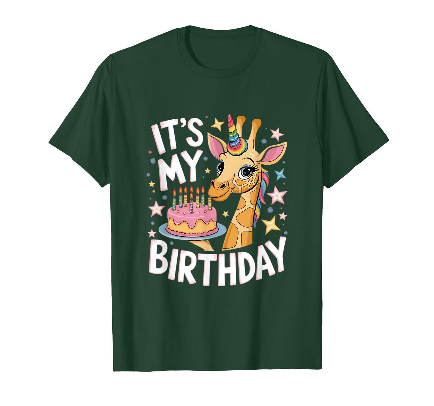 It's My Birthday Cute Giraffe Unicorn Kids Girls Birthday T-Shirt