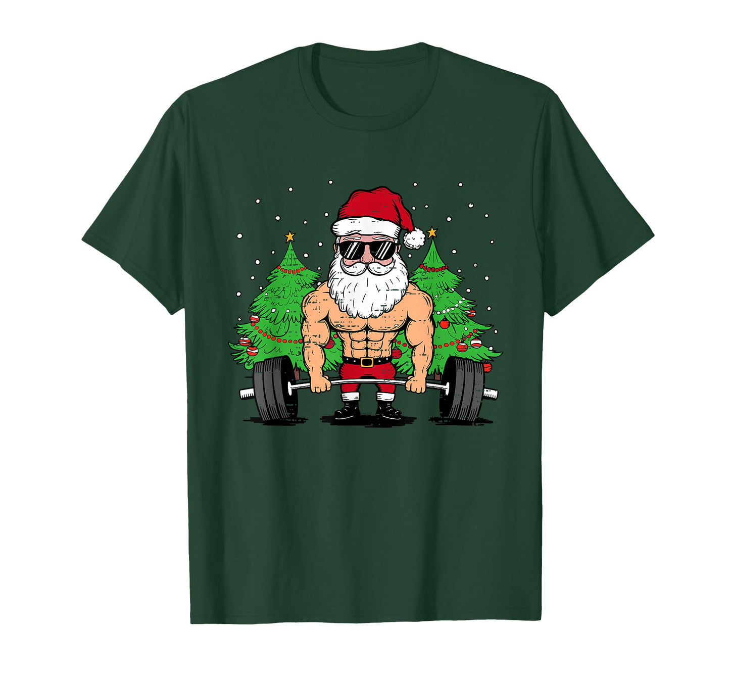 Funny Christmas Santa Deadlift Xmas Weightlift Gym Mens Boys T-Shirt