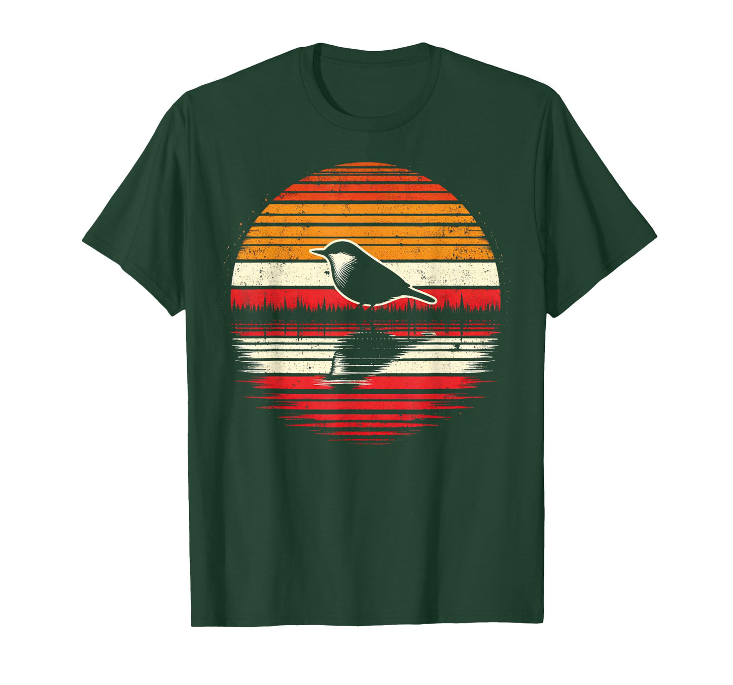 Nuthatch Bird Sunset Retro Style Safari Vintage 70s T-Shirt