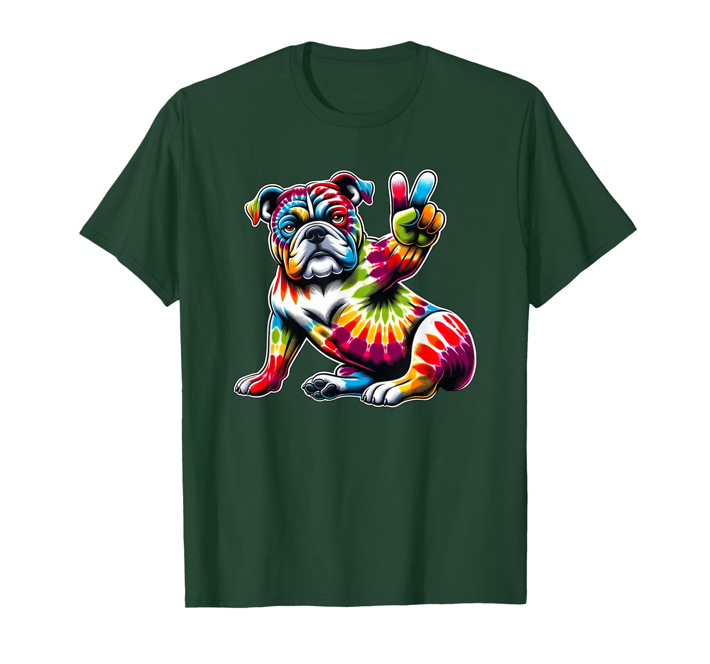 Peace Sign Tie Dye American Bulldog T-Shirt for Men Women Kids