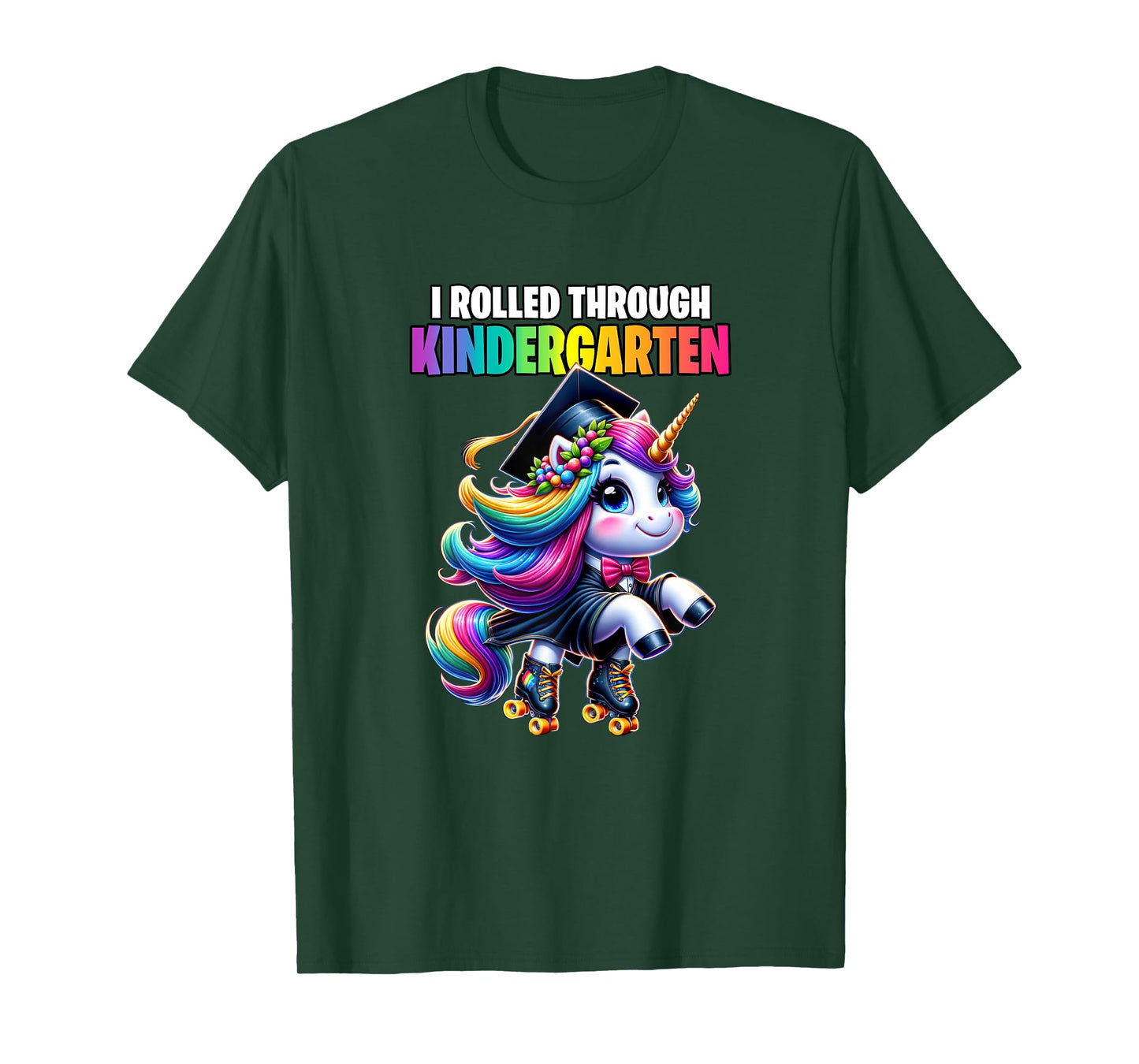 Graduation Kindergarten Unicorn Roller Skate Girls Grad T-Shirt