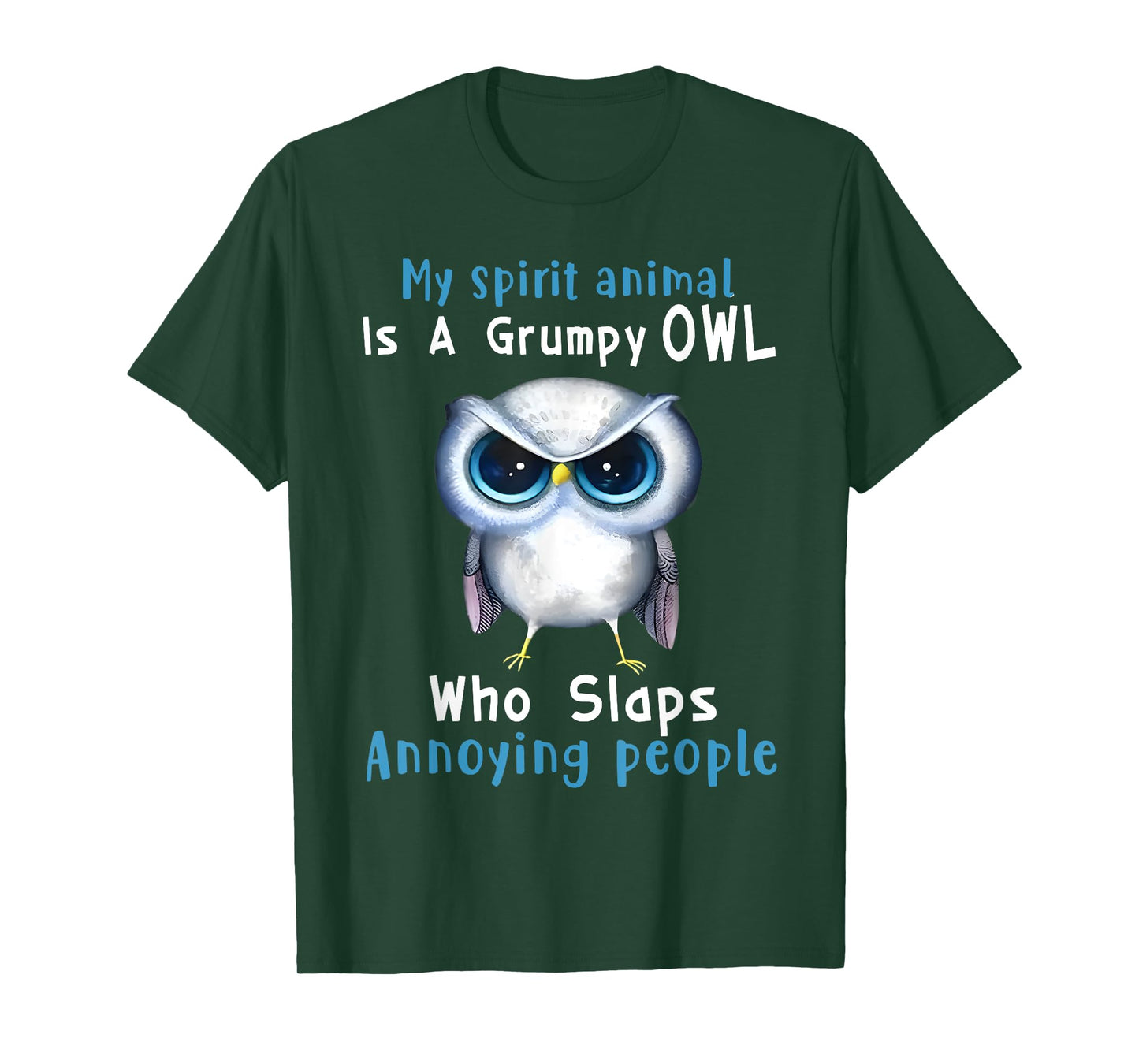 Art Animal Lover Owl Grumpy Owl Spirit Animal T-Shirt, Black, Unisex, Small, Short Sleeve, Modern, Cartoon, All Seasons, Casual, Halloween, Christmas