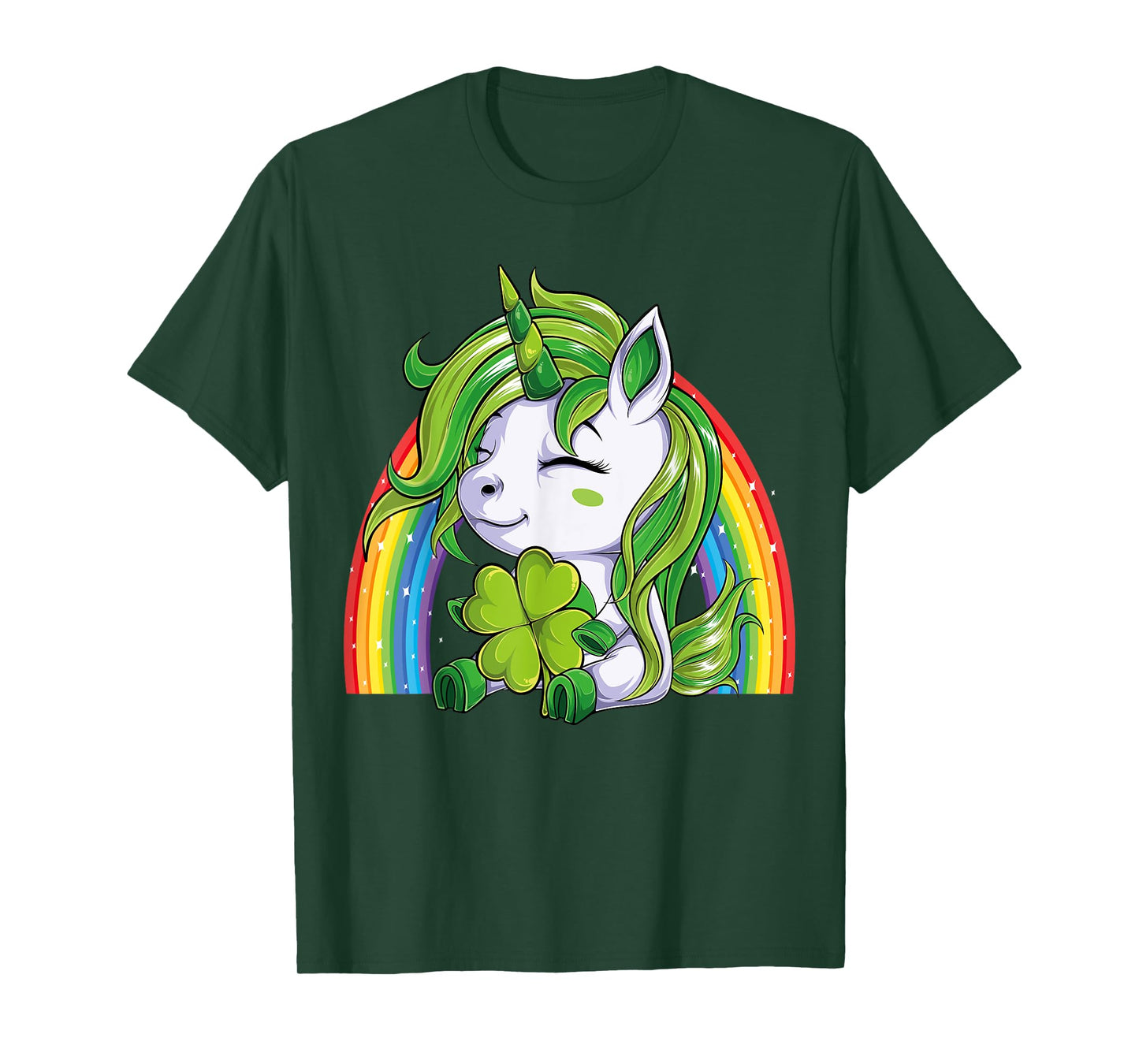 Unicorn Happy St Patricks Day Irish Rainbow Shamrock Kids T-Shirt