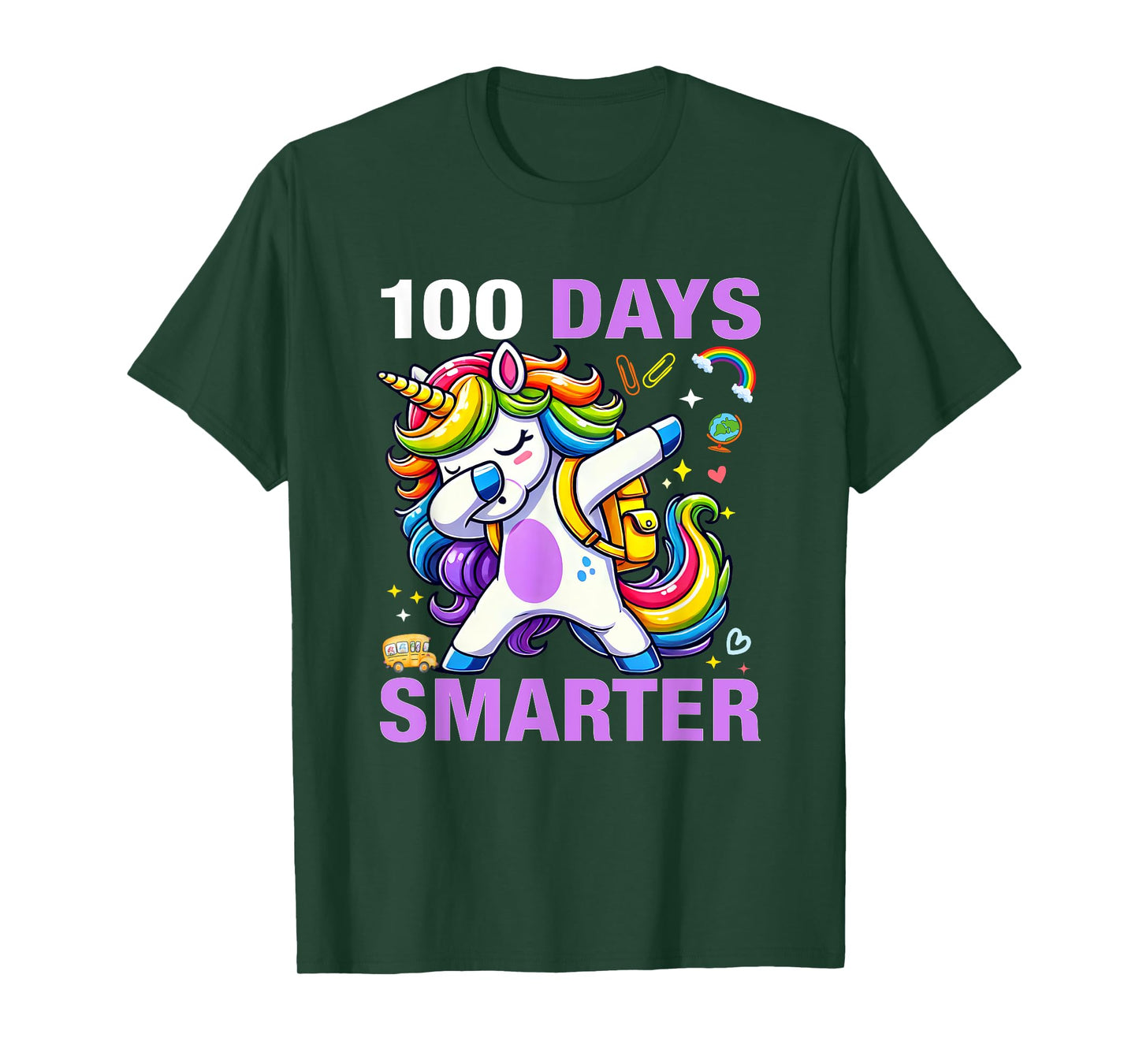 100 Days Smarter Kids Girls Unicorn 100th Day of School T-Shirt