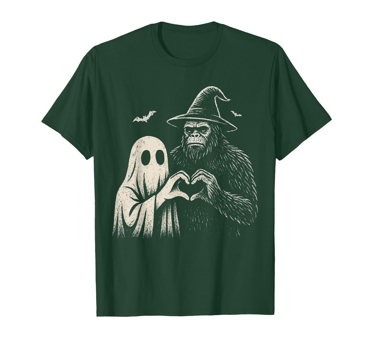 Sasquatch Ghost Love Hand Sign Bigfoot Halloween Men Spooky T-Shirt