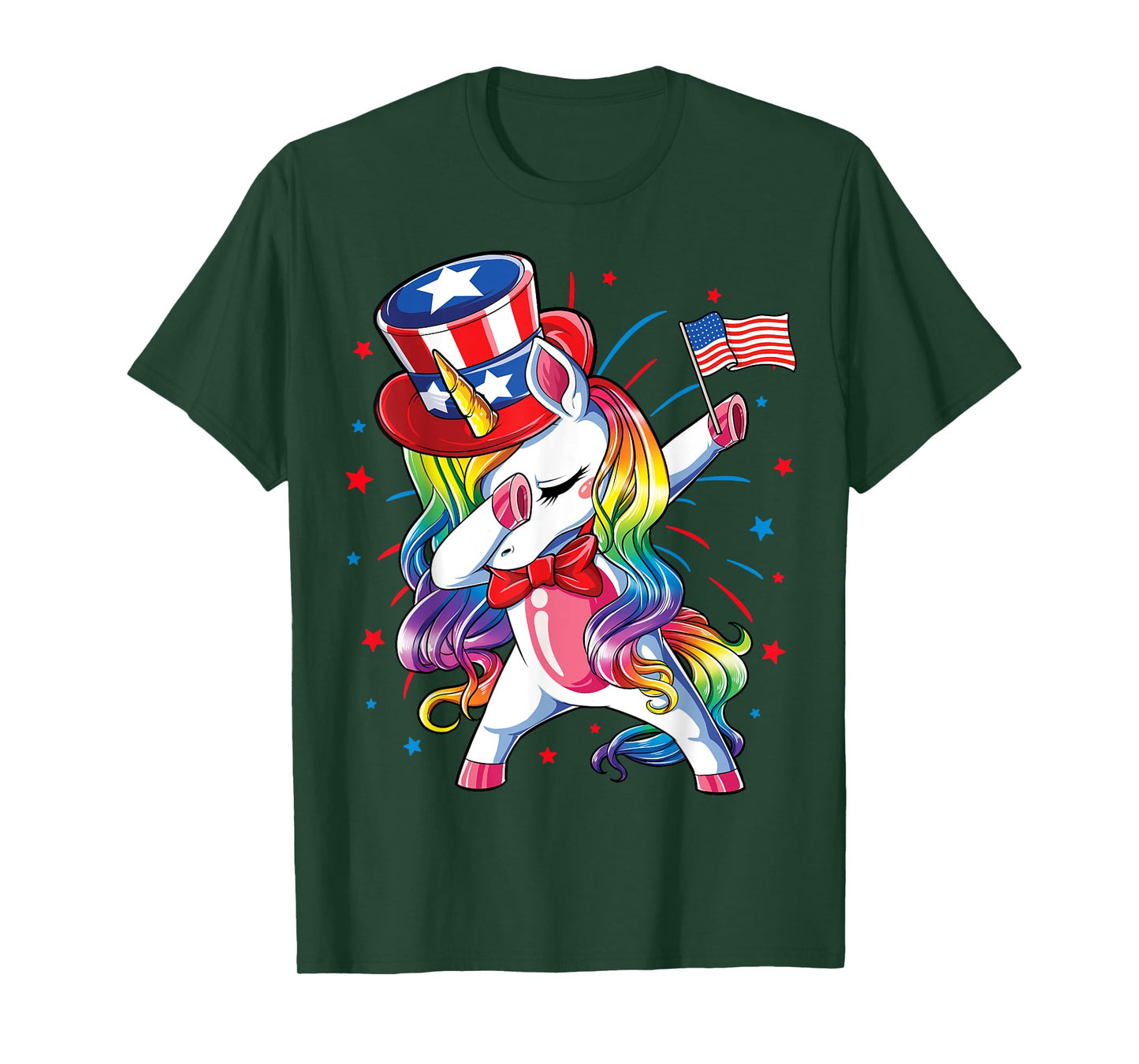 Dabbing Unicorn 4 July Uncle Sam Girls American T-Shirt
