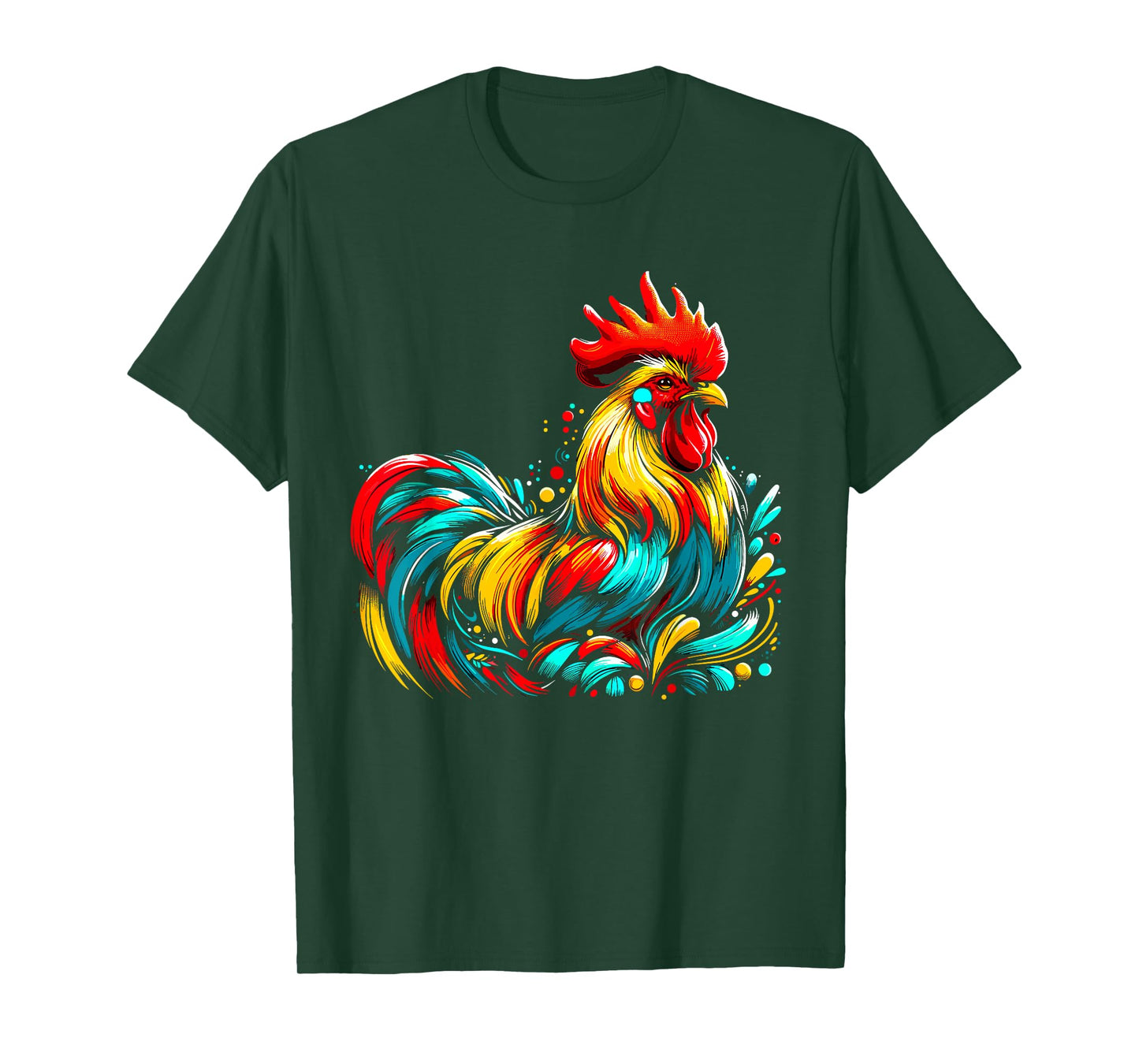 Chicken Colorful Farm Chicken T-Shirt, Small, Black