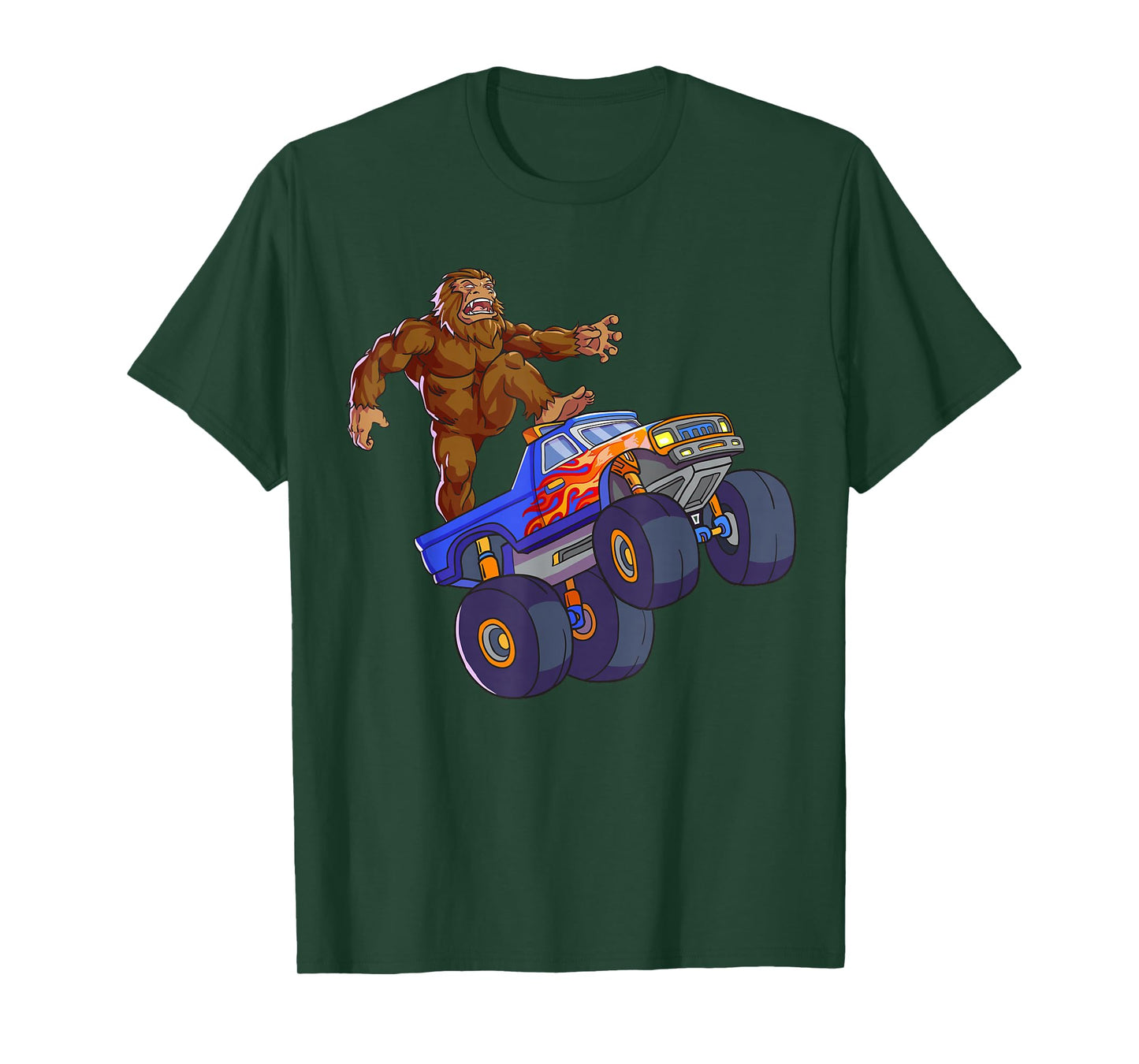 Bigfoot Riding Monster Truck Funny Sasquatch Monster Truck T-Shirt