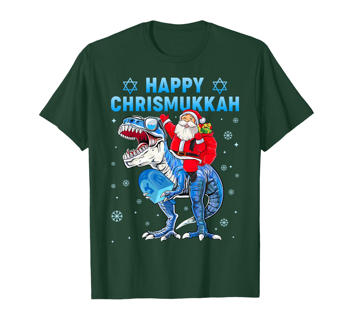 Happy Chrismukkah Hanukkah Cool Santa T-rex Jewish Boys Kids T-Shirt