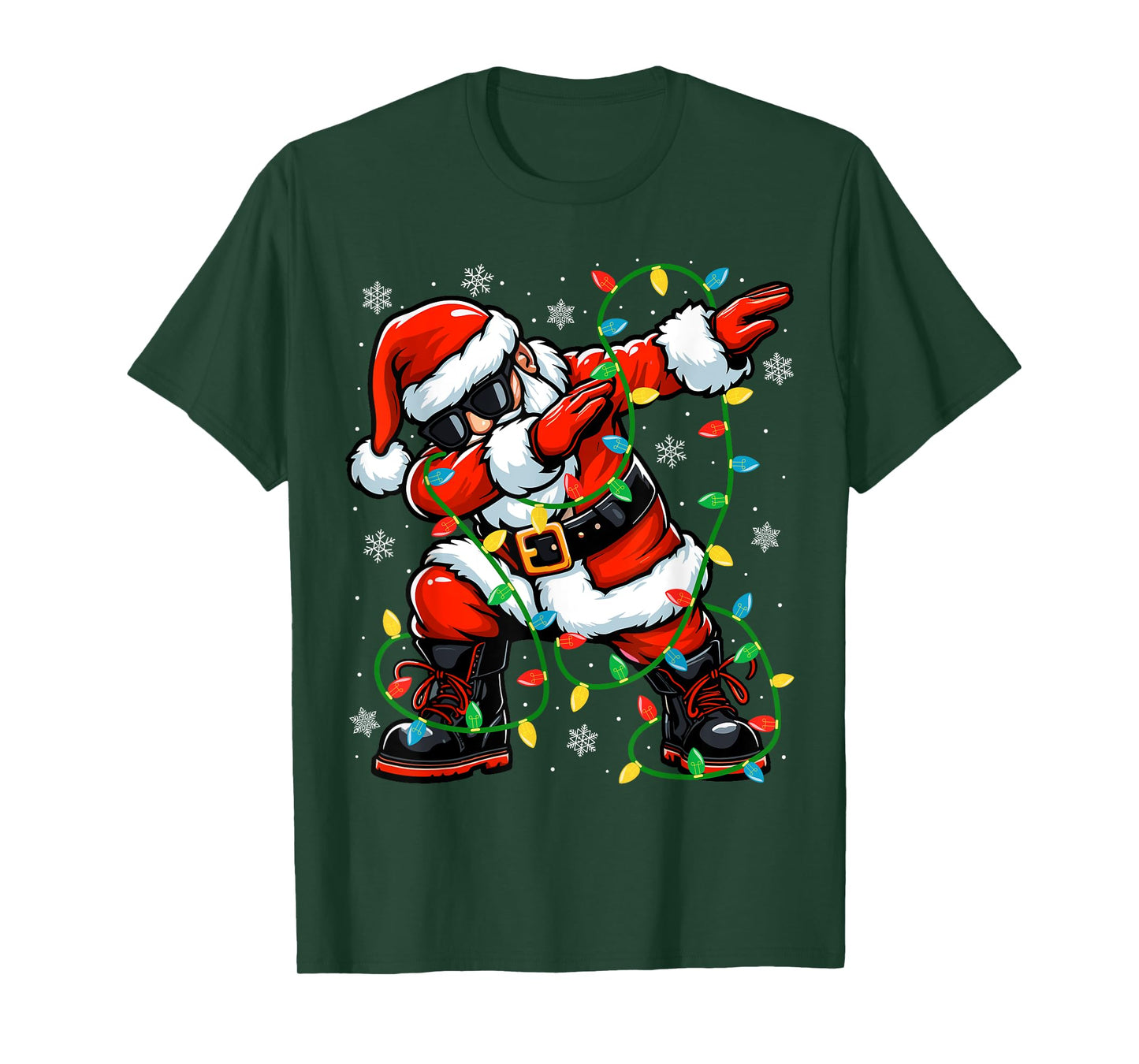 Christmas Dabbing Santa Claus Xmas Lights Kids Christmas T-Shirt