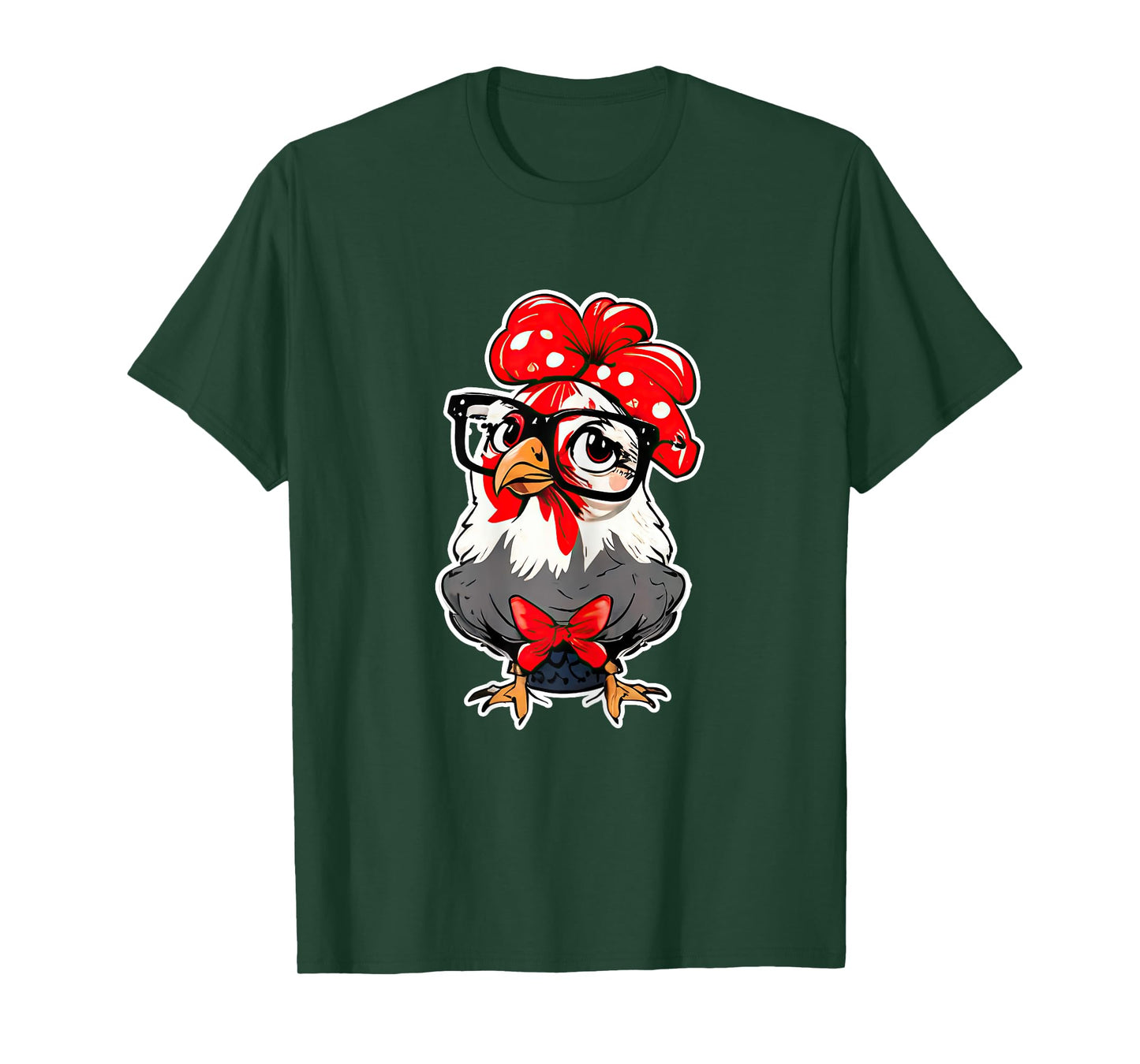 Cute Chicken With Bandana Headband and Glasses Women Girl T-Shirt