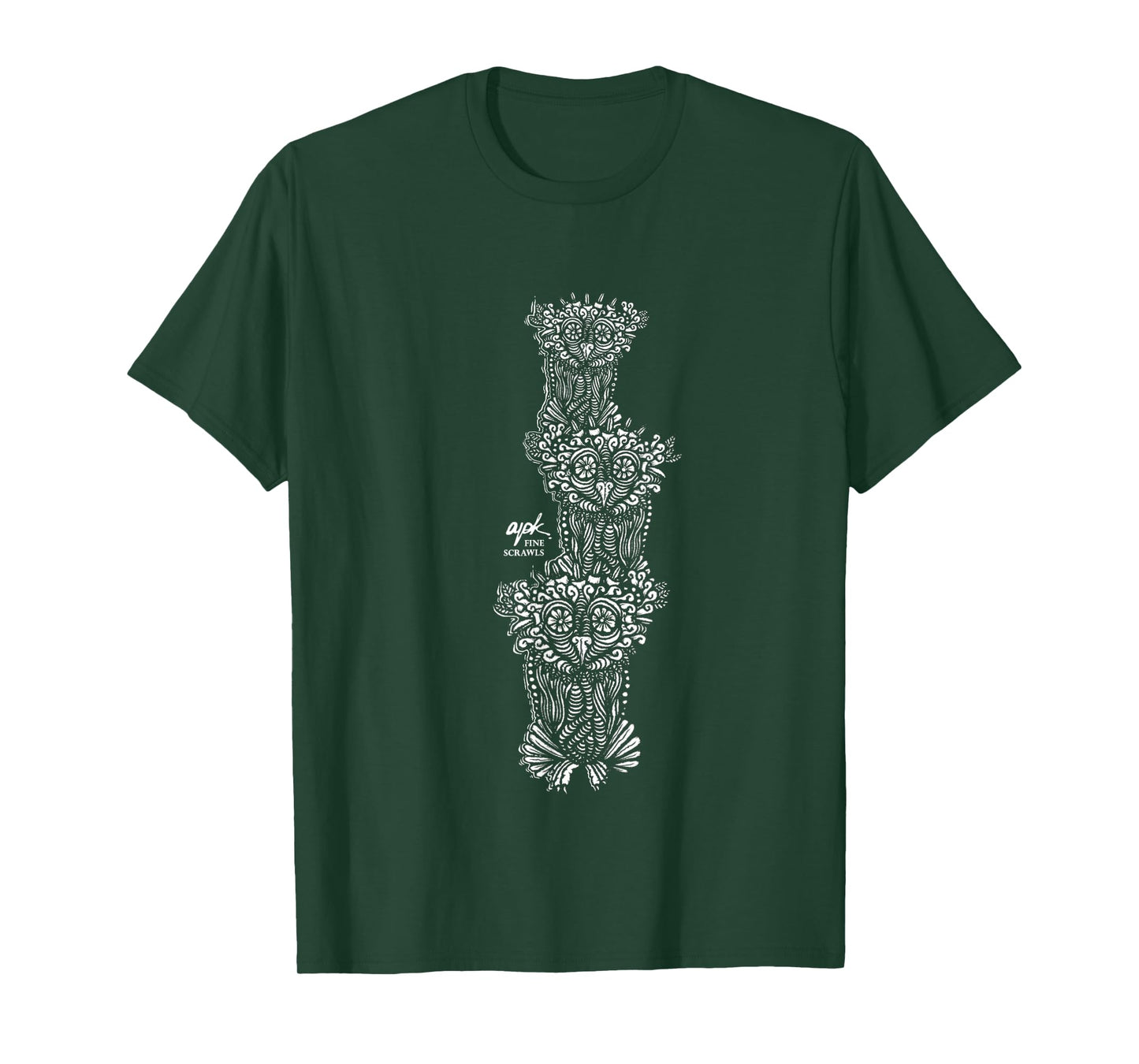 Owl Art Three Birds Drawing T-Shirt