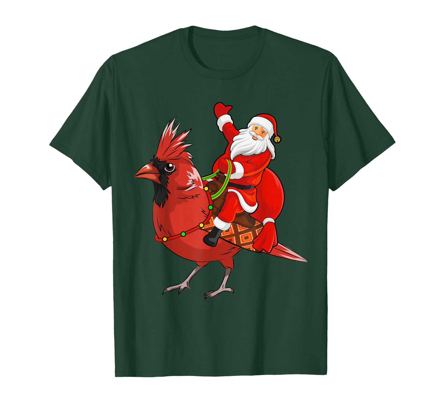 Xmas Matching Funny Santa Riding Northern Cardinal Christmas T-Shirt