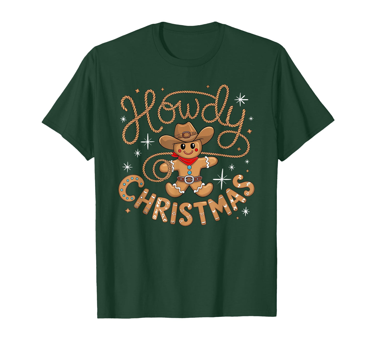 Gingerbread Man Cowboy Hat Western X-mas Howdy Christmas Gingerbread Cowboy Rodeo Lasso Western T-Shirt