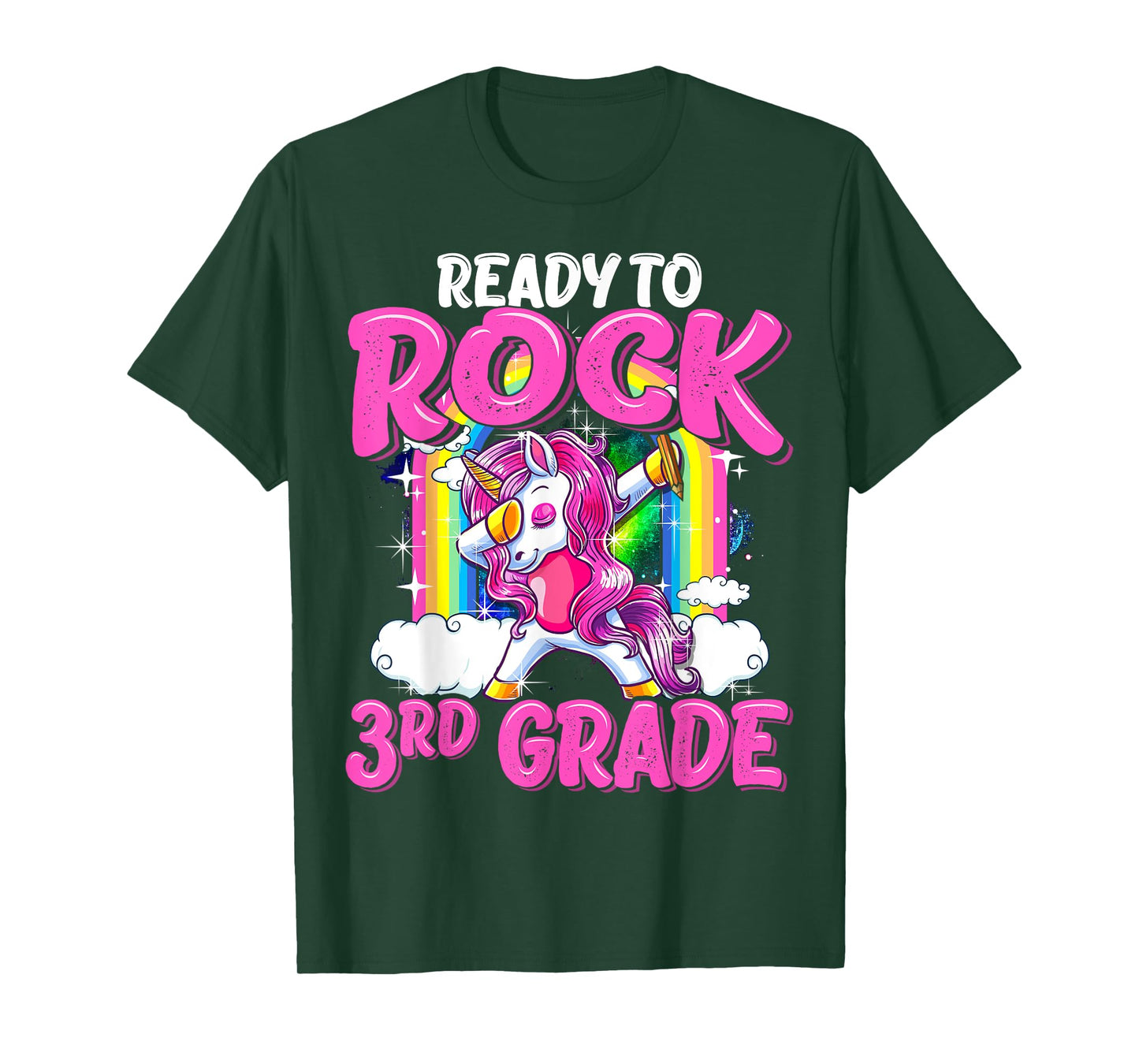 Ready To Rock 3rd Grade Dabbing Unicorn Back To School Girls T-Shirt