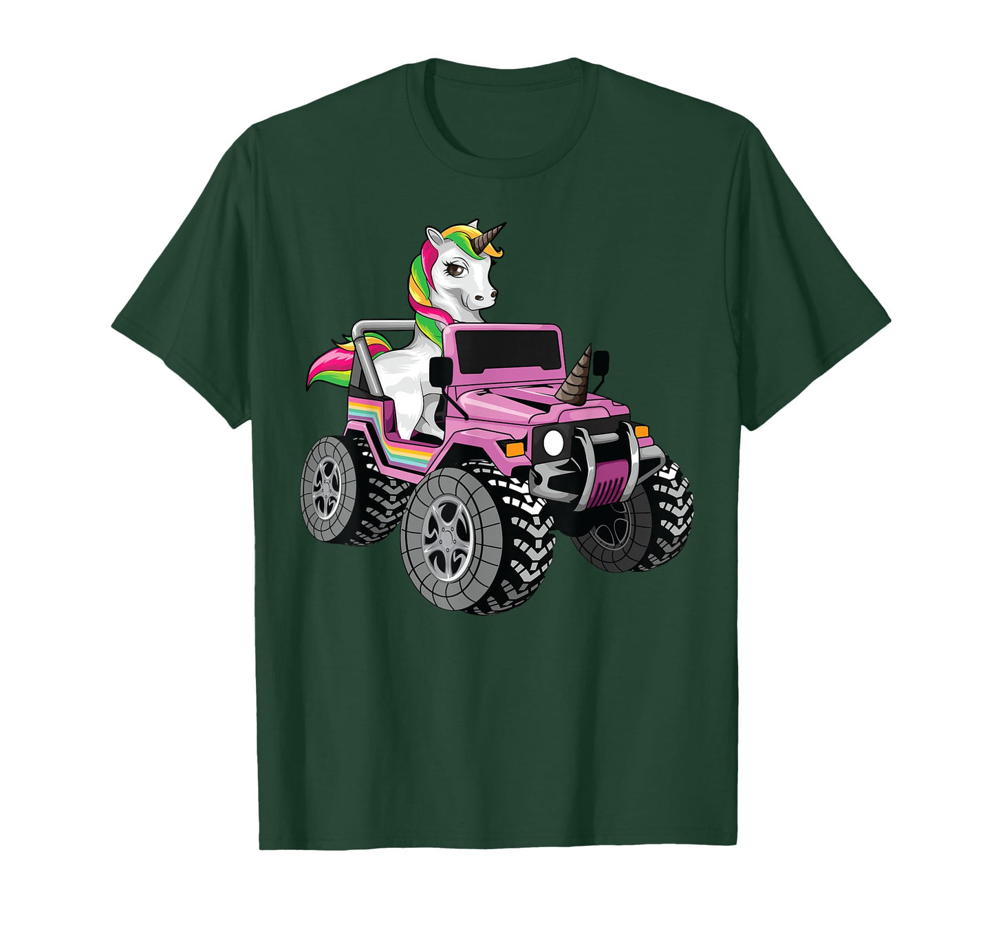 Funny Unicorn Monster Truck Gift For Girls Cool Pink Party T-Shirt