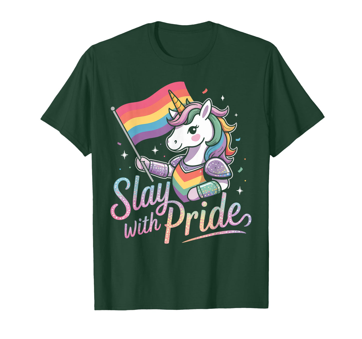 Slay With Pride Rainbow Unicorn Armor T-Shirt