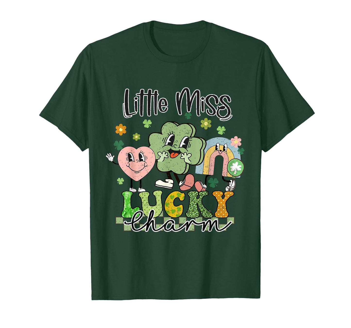 Retro Groovy Little Miss Lucky Charm St Patrick's Day T-Shirt